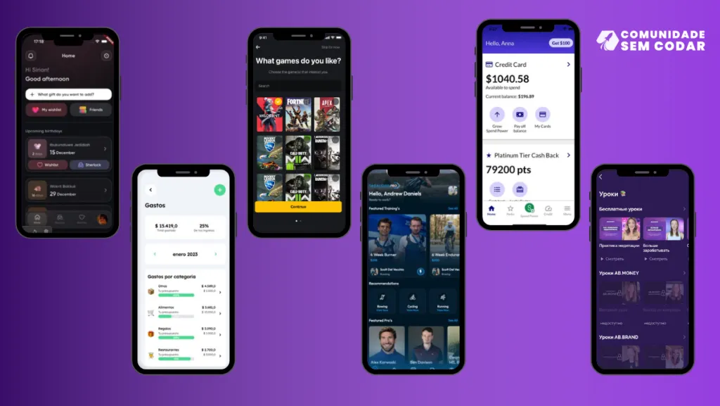 Exemplos de aplicativos criados com FlutterFlow