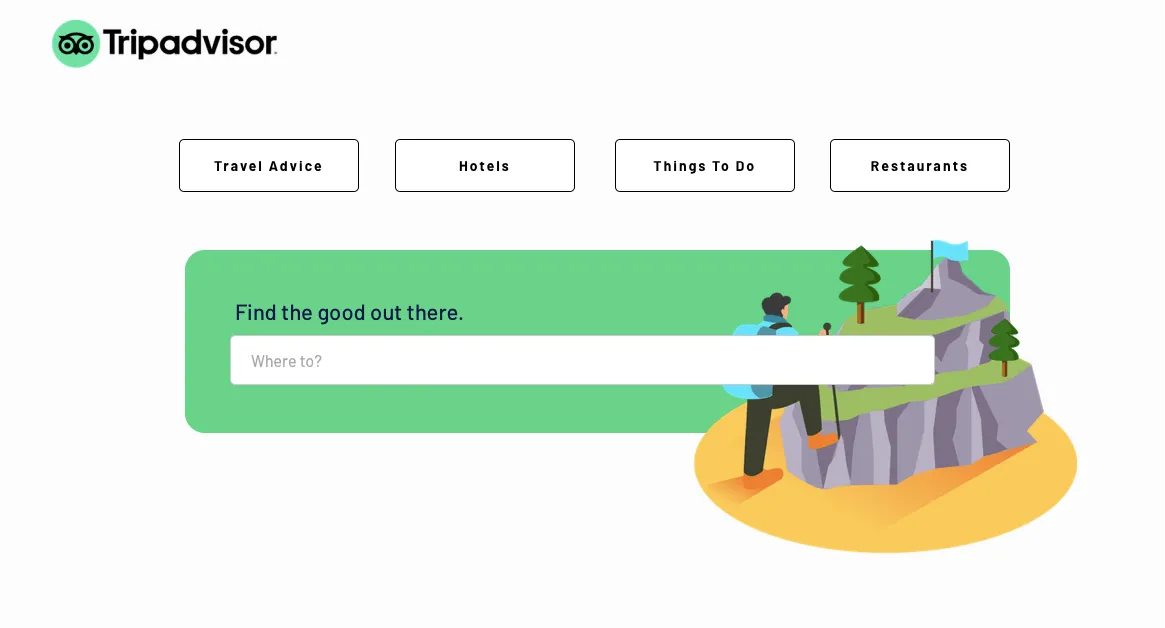 Criar app de viagens Tripadvisor - interface de usuário