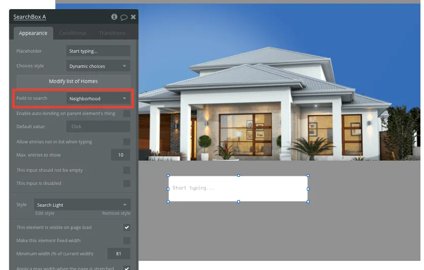 Procurando propriedades na loja virtual