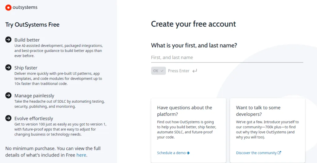 OutSystems possui plano gratuito?