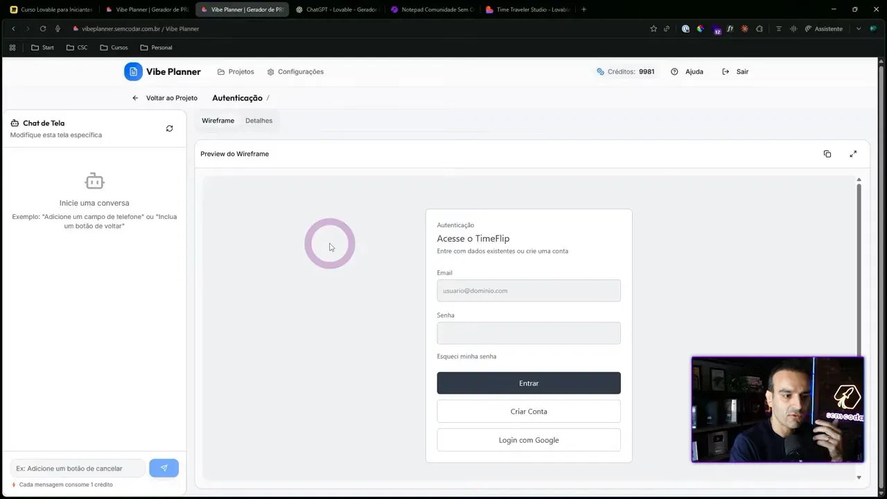Interface do Vibe Planner