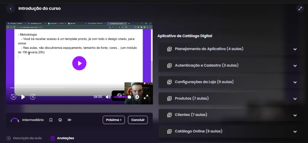 Print do curso: Criando Aplicativos Completos.