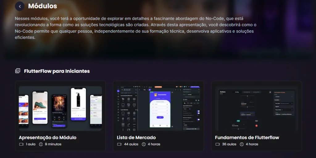 Print do curso: FlutterFlow para Iniciantes.