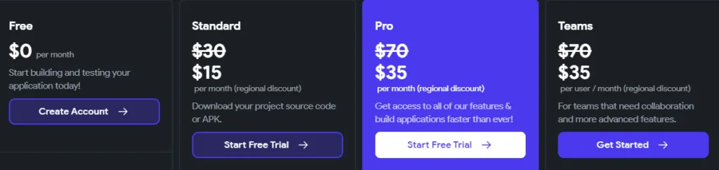 Preços e planos do FlutterFlow