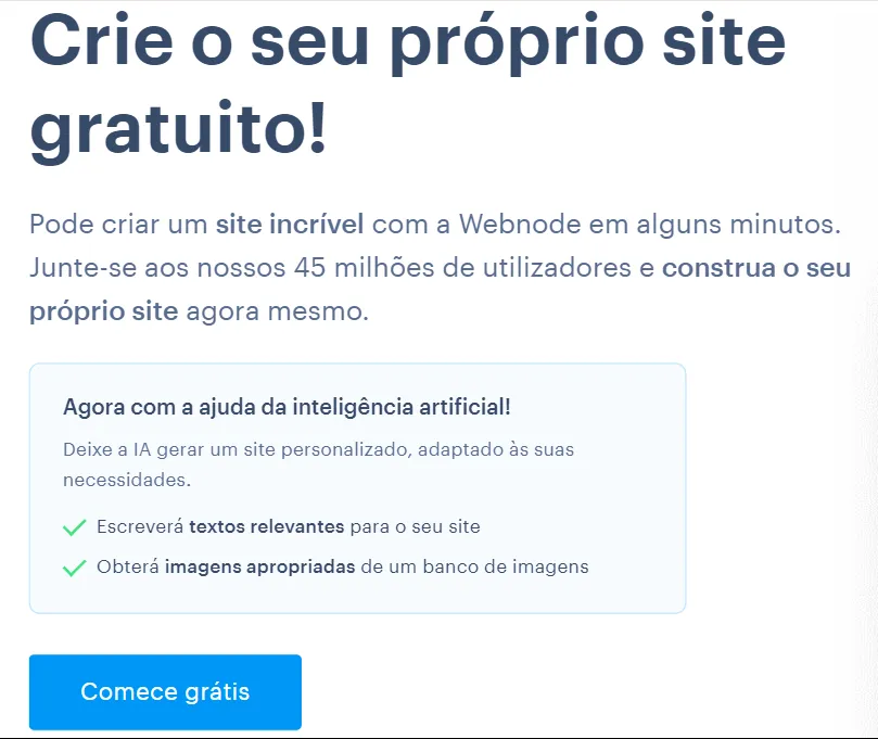 Sistema de gerenciamento de conteúdo: Webnode.